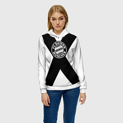 Толстовка-худи женская Бавария Мюнхен полосы, цвет: 3D-белый — фото 2