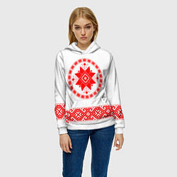 Толстовка-худи женская Славянская вышиванка узорная, цвет: 3D-белый — фото 2