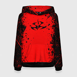 Толстовка-худи женская Эмблема hitman на красном фоне, цвет: 3D-черный