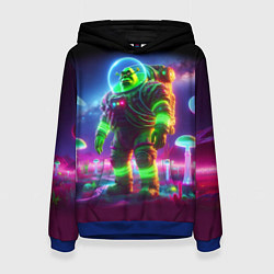 Толстовка-худи женская Космонавт Шрук в неоновом скафандре на загадочной, цвет: 3D-синий