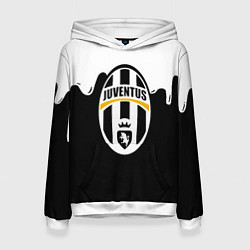 Толстовка-худи женская Juventus капли красок, цвет: 3D-белый