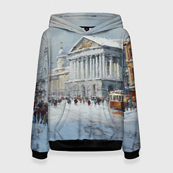 Толстовка-худи женская Зимний Питер красками, цвет: 3D-черный