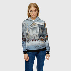 Толстовка-худи женская Зимний Питер красками, цвет: 3D-черный — фото 2