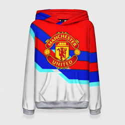 Толстовка-худи женская Манчестер Юнайтед полосы геометрия, цвет: 3D-меланж