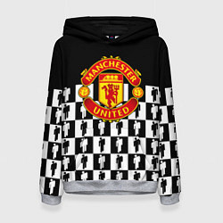 Толстовка-худи женская Манчестер Юнайтед люди паттерн, цвет: 3D-меланж