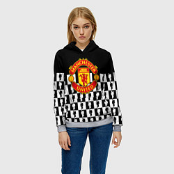 Толстовка-худи женская Манчестер Юнайтед люди паттерн, цвет: 3D-меланж — фото 2