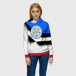 Толстовка-худи женская Лестер сити геометрия полосы, цвет: 3D-красный — фото 2