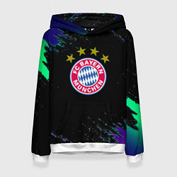 Толстовка-худи женская Бавария Мюнхен краски текстура, цвет: 3D-белый