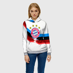 Толстовка-худи женская Бавария Мюнхен геометрия спорт, цвет: 3D-меланж — фото 2