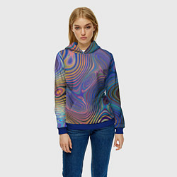 Толстовка-худи женская Абстрактная рябь, цвет: 3D-синий — фото 2