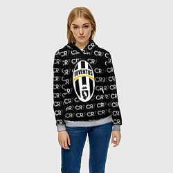 Толстовка-худи женская Juventus sport pattern, цвет: 3D-меланж — фото 2