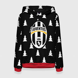 Толстовка-худи женская Ювентус ёлочки паттерн, цвет: 3D-красный
