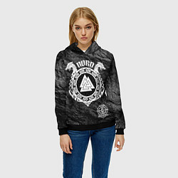 Толстовка-худи женская Символ валькнут, цвет: 3D-черный — фото 2