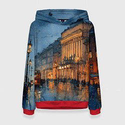 Толстовка-худи женская Вечер зимнего Питера, цвет: 3D-красный