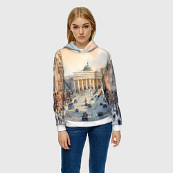 Толстовка-худи женская Питер - снежный день, цвет: 3D-белый — фото 2