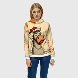 Толстовка-худи женская Задумчивая лошадь, цвет: 3D-белый — фото 2