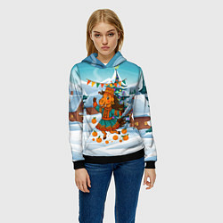 Толстовка-худи женская Лошадь в национальном костюме, цвет: 3D-черный — фото 2