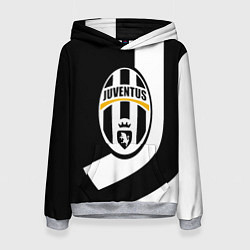 Толстовка-худи женская Ювентус полосы спорт линии, цвет: 3D-меланж