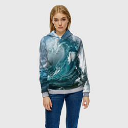 Толстовка-худи женская Волна, цвет: 3D-меланж — фото 2