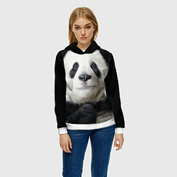Толстовка-худи женская Взгляд пандочки, цвет: 3D-белый — фото 2