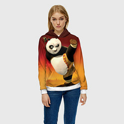 Толстовка-худи женская Кунг фу панда, цвет: 3D-белый — фото 2