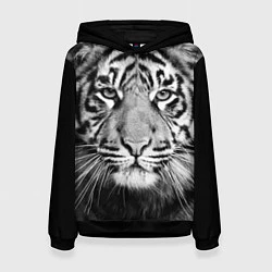 Толстовка-худи женская Красавец тигр, цвет: 3D-черный