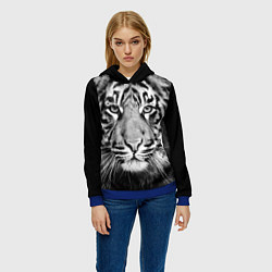 Толстовка-худи женская Красавец тигр, цвет: 3D-синий — фото 2
