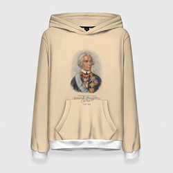 Толстовка-худи женская Александр Суворов 1730-1800, цвет: 3D-белый