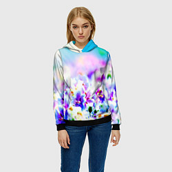 Толстовка-худи женская Цветочное поле, цвет: 3D-черный — фото 2
