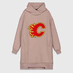 Женское худи-платье Calgary Flames, цвет: пыльно-розовый