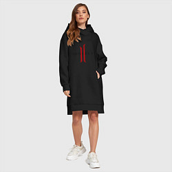 Женское худи-платье Линейка, цвет: черный — фото 2
