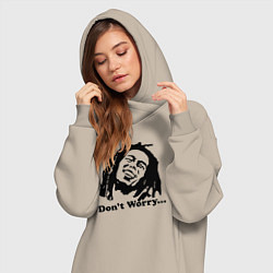 Женское худи-платье Bob Marley: Don't worry, цвет: миндальный — фото 2