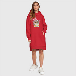 Женское худи-платье Совушка, цвет: красный — фото 2