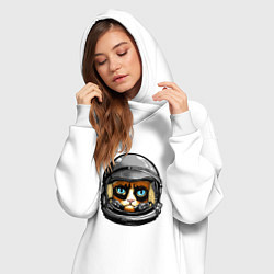 Женское худи-платье Кот космонавт, цвет: белый — фото 2