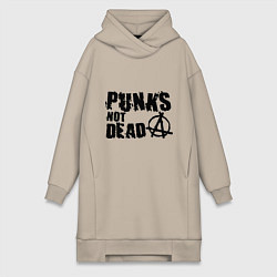 Женское худи-платье Punks not dead, цвет: миндальный