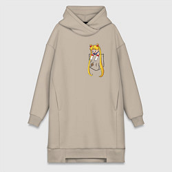 Женское худи-платье Little Pocket Moon, цвет: миндальный