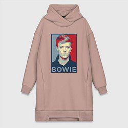 Женское худи-платье Bowie Poster, цвет: пыльно-розовый