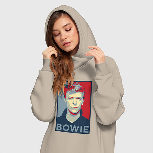 Женская толстовка-платье Bowie Poster / Миндальный – фото 3