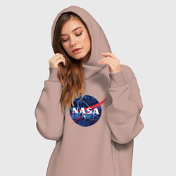 Женское худи-платье NASA: Cosmic Logo, цвет: пыльно-розовый — фото 2