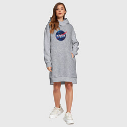 Женское худи-платье NASA: Cosmic Logo, цвет: меланж — фото 2
