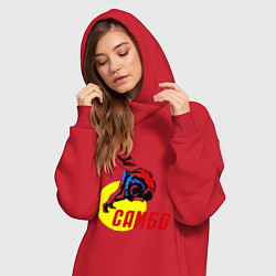 Женское худи-платье Спортивное самбо, цвет: красный — фото 2