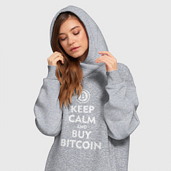 Женское худи-платье Keep Calm & Buy Bitcoin, цвет: меланж — фото 2