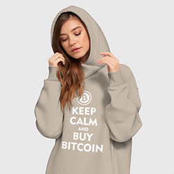 Женское худи-платье Keep Calm & Buy Bitcoin, цвет: миндальный — фото 2