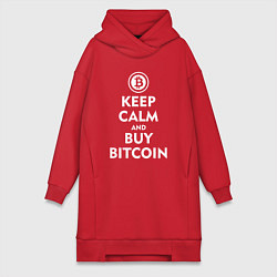 Женское худи-платье Keep Calm & Buy Bitcoin, цвет: красный