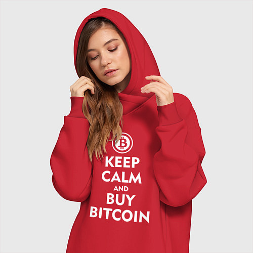 Женская толстовка-платье Keep Calm & Buy Bitcoin / Красный – фото 3