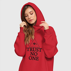 Женское худи-платье Trust no one, цвет: красный — фото 2