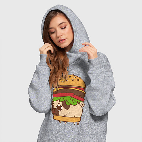 Женская толстовка-платье Мопс-бургер / Меланж – фото 3