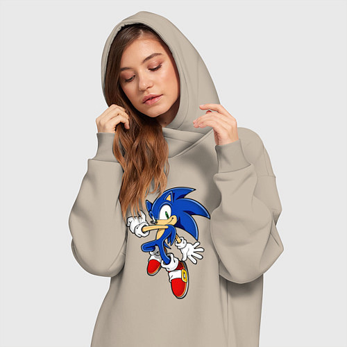 Женская толстовка-платье Соник / Миндальный – фото 3