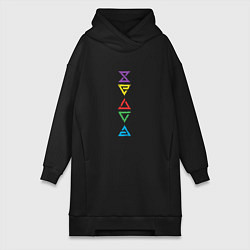 Женское худи-платье Знаки ведьмака Colors, цвет: черный