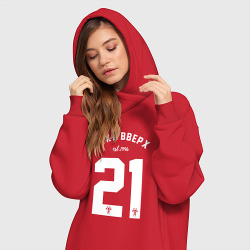 Женская толстовка-платье Руки вверх 21 / Красный – фото 3